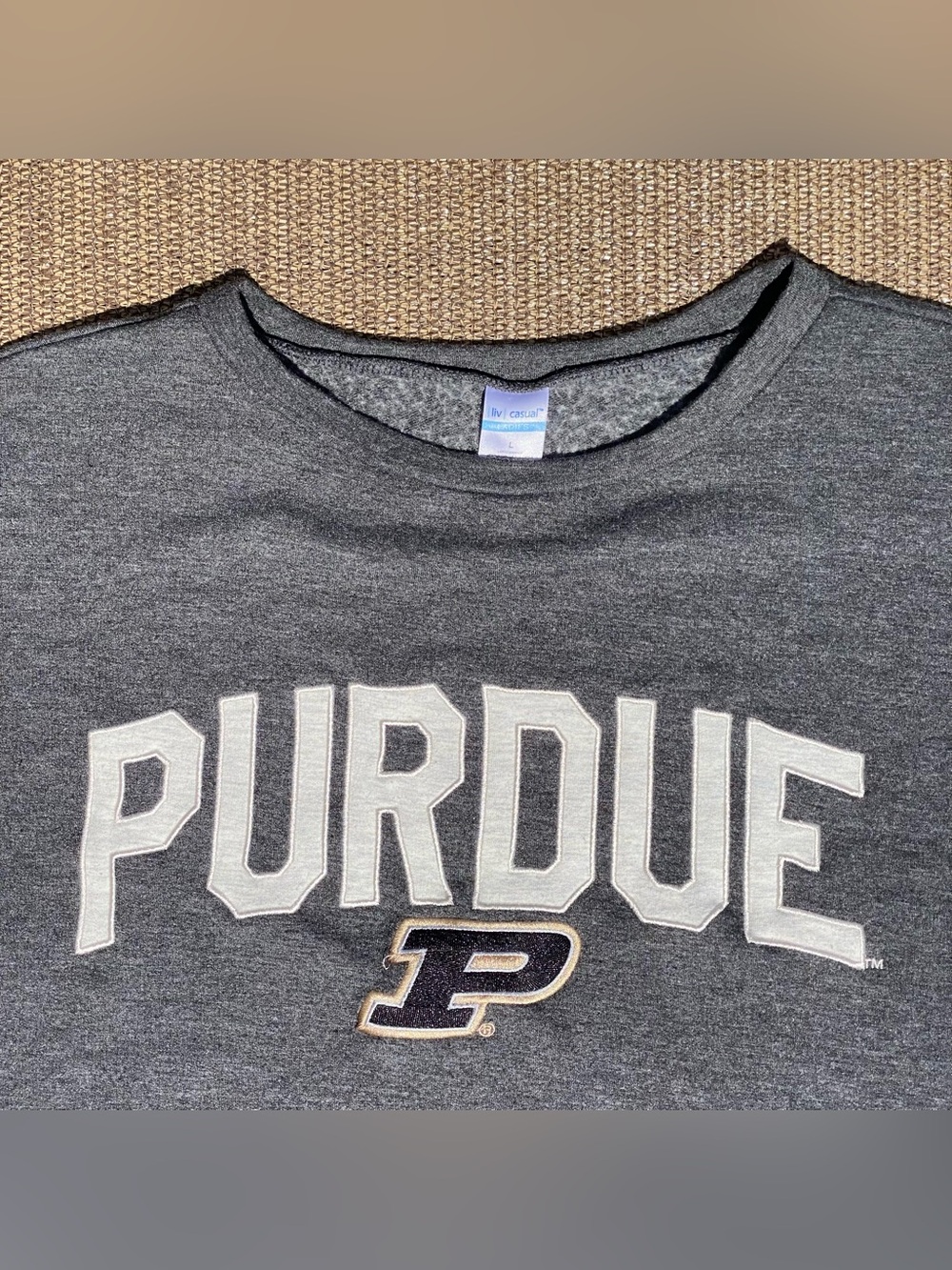Liv Casual Purdue University Embroidered Grey Sweatshirt L